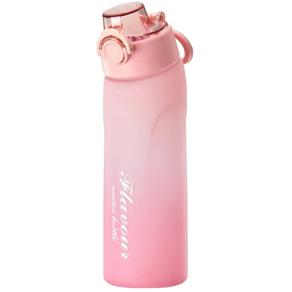 Pink gradient 750ml flavored water bottle with scent pod lid, ideal for stylish hydration during gym, travel, or daily use.