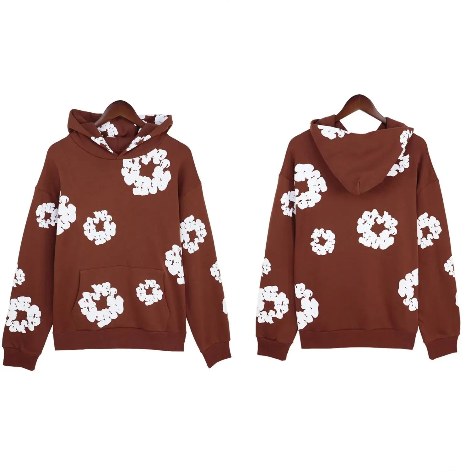 Unisex retro print hoodie, oversized casual pullover with long sleeves, daily wear sweatshirt