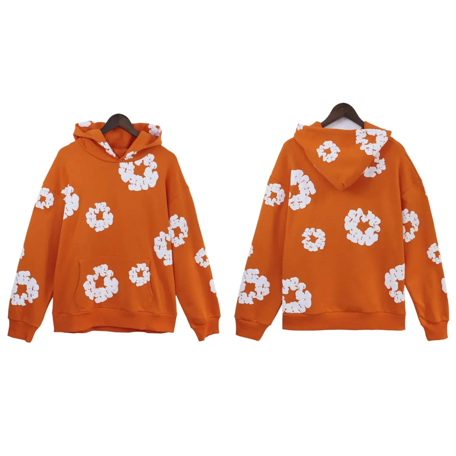 Unisex retro print hoodie, oversized casual pullover with long sleeves, daily wear sweatshirt