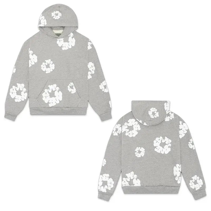 Unisex retro print hoodie, oversized casual pullover with long sleeves, daily wear sweatshirt