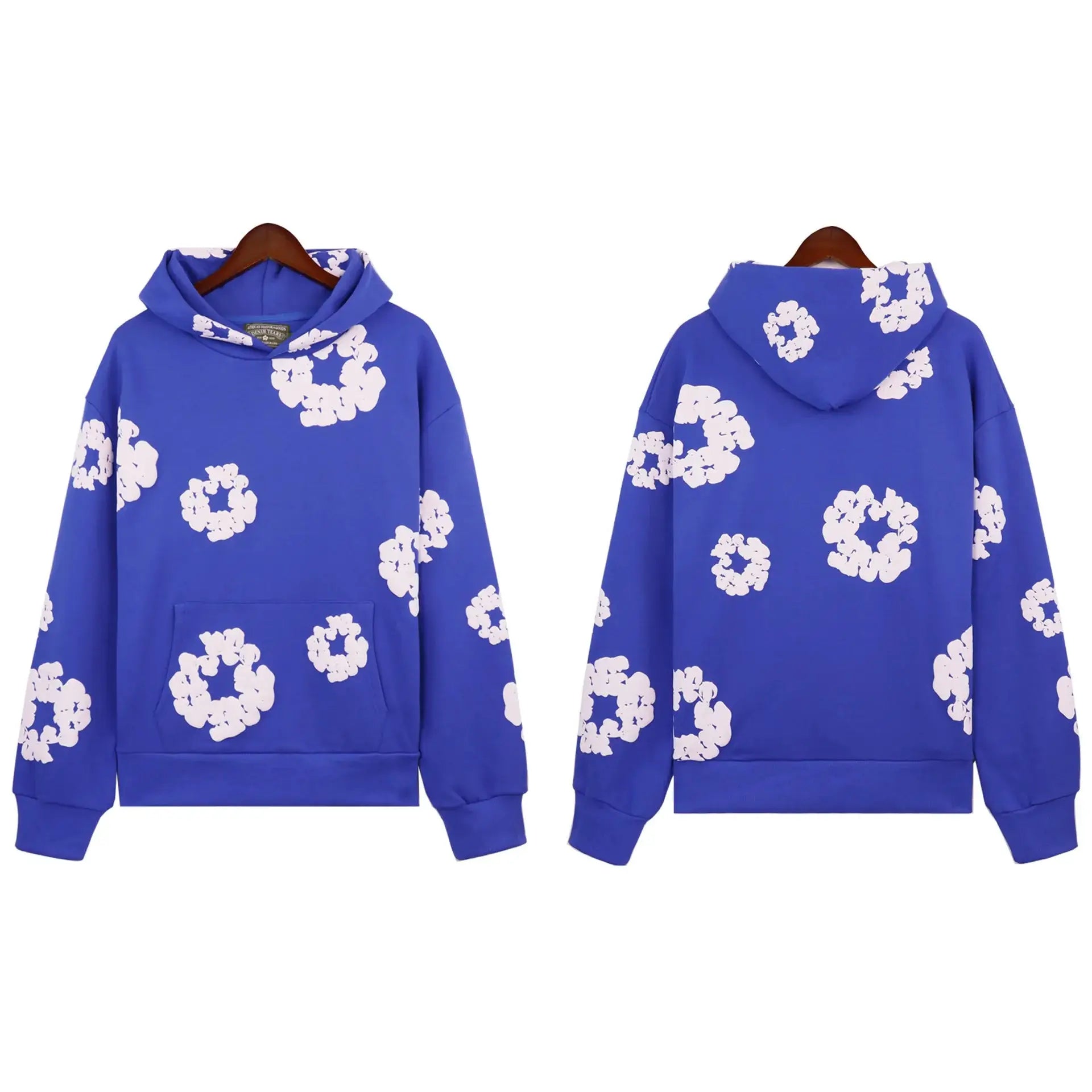 Unisex retro print hoodie, oversized casual pullover with long sleeves, daily wear sweatshirt