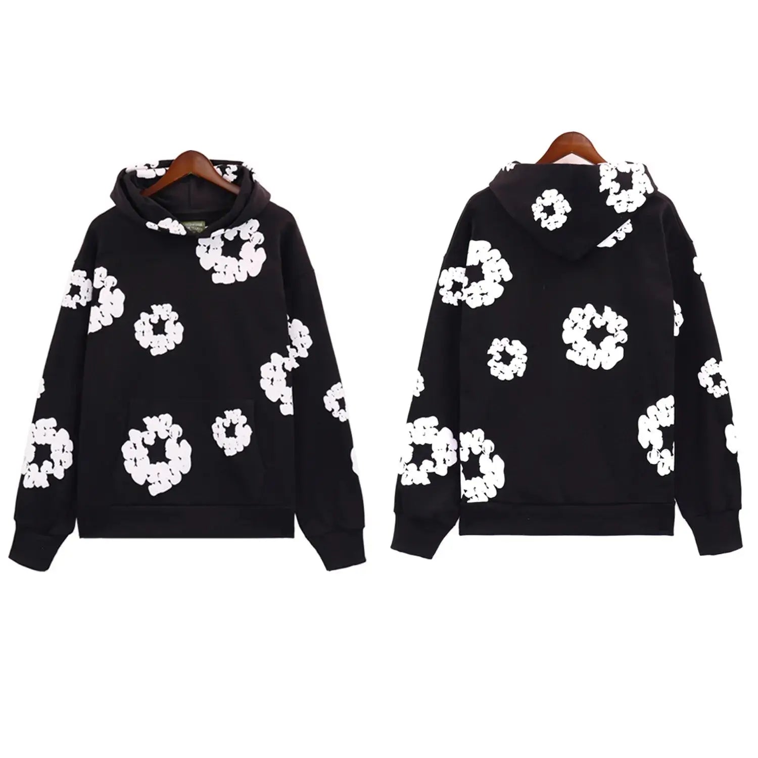 Unisex retro print hoodie, oversized casual pullover with long sleeves, daily wear sweatshirt