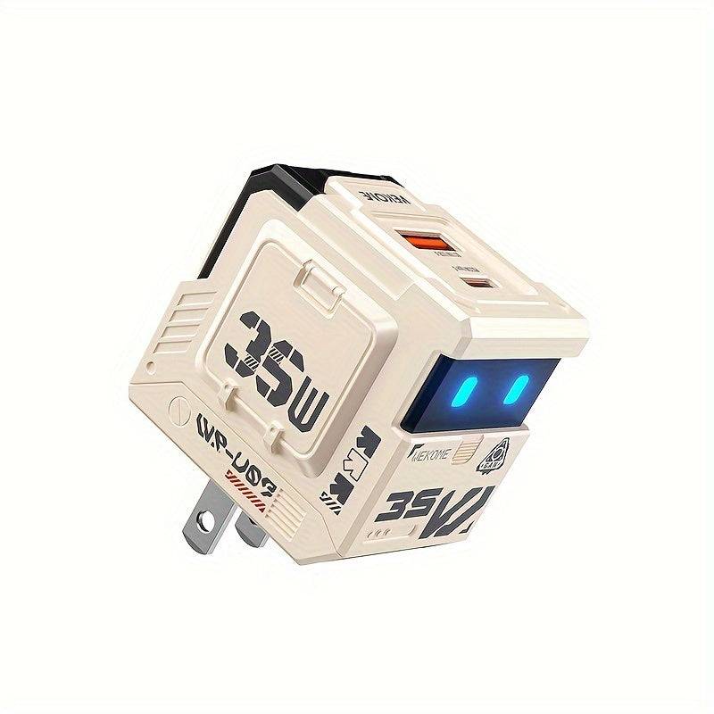 35W GaN Fast Charger with Dual Port USB-A & USB-C, Portable Folding Plug Travel Adapter with Smart Chip Temperature Control for Phones and Tablets