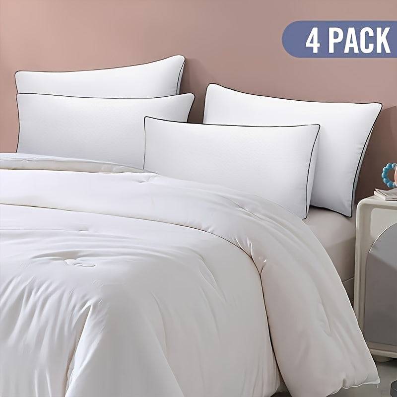 Set of 4 Standard Size Bed Pillows Luxury Hotel Quality with Great Support Comfortable for Side, Back & Stomach Sleepers