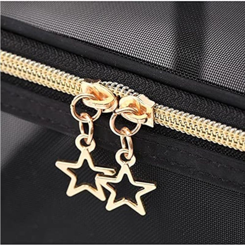 Hanging Makeup Cosmetic Bag Set Black Floral Design