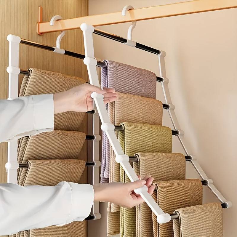 Stainless Steel Multi-Garment Hanger 1/2/3 Pack Heavy-Duty Space-Saving Closet Organizer for Pants, Jeans, Shirts, Towels & Scarves