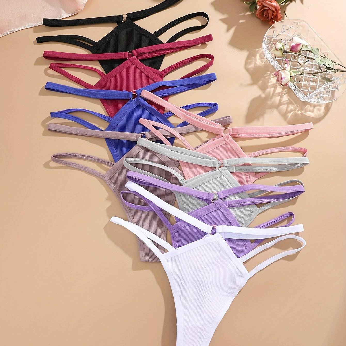 8-Pack Cotton Thong Set for Women – Soft, Breathable & Light-Tone Friendly Underwear
