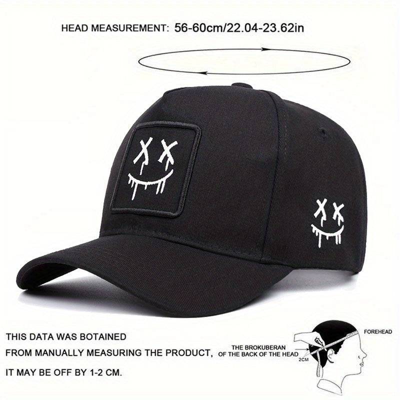 2-Pack Clown Face Streetwear Set – Adjustable Unisex Baseball Cap with Matching Necklace – Trendy Summer Gift for Couples