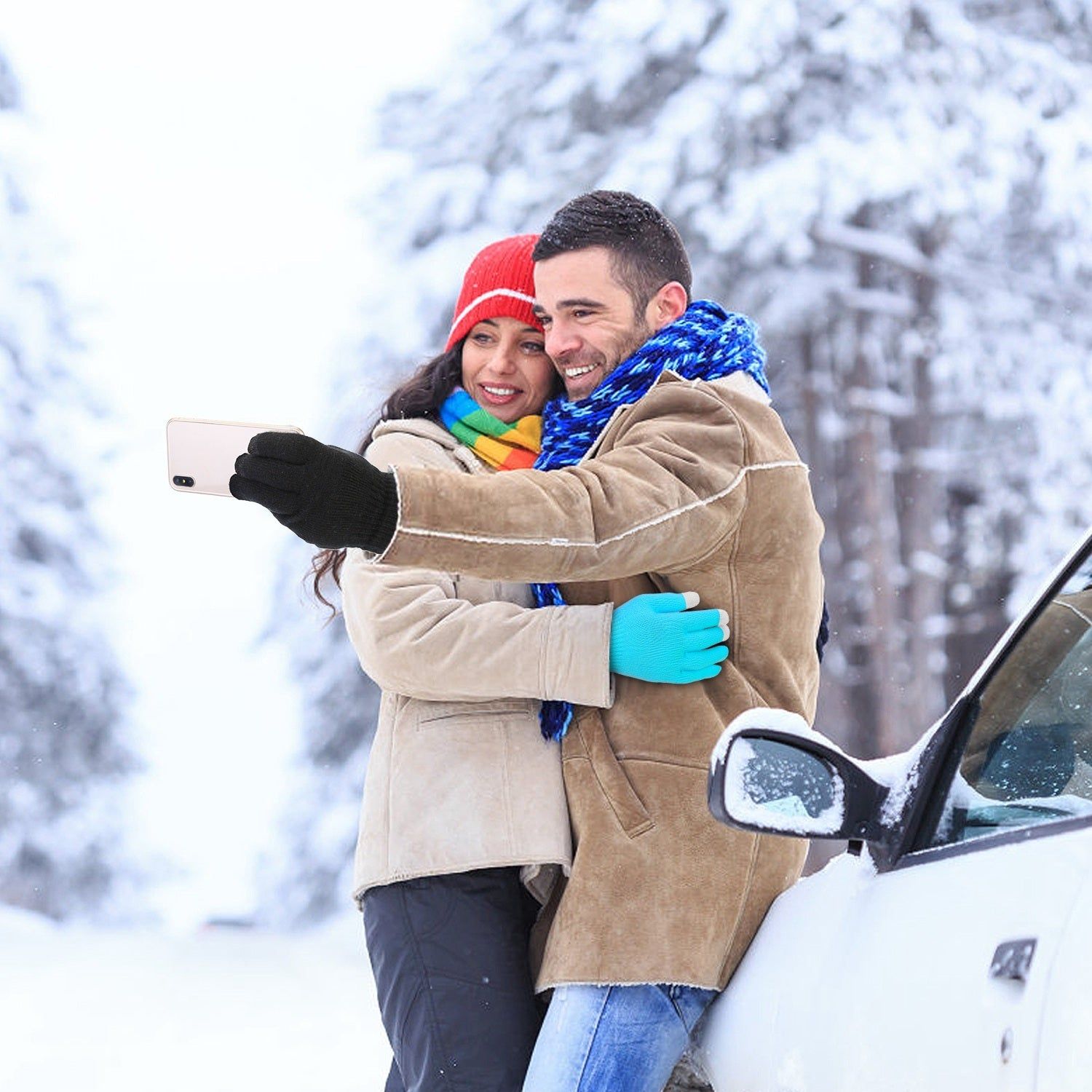Unisex Winter Touchscreen Knit Gloves Windproof Warm