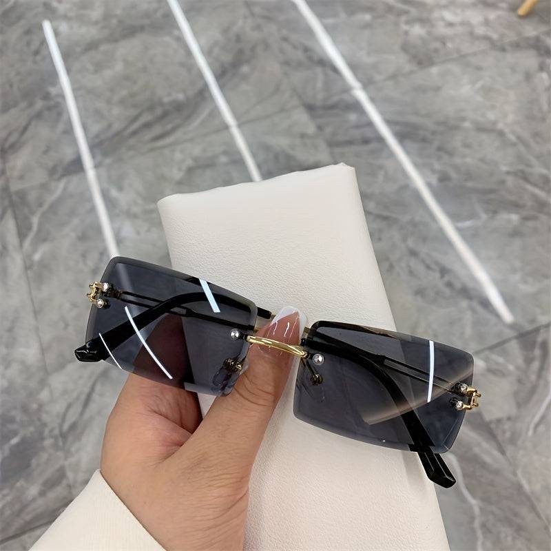 1pc Y2K rimless gradient glasses, unisex with case and cloth, ideal for daily wear and photo shoots