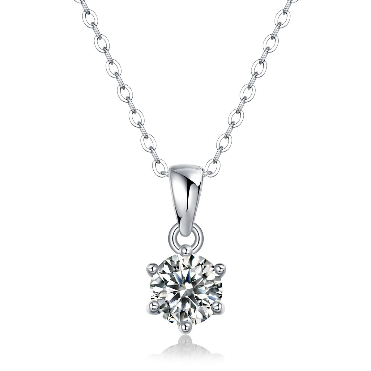 Moissanite Pendant Necklace in Sterling Silver 40cm