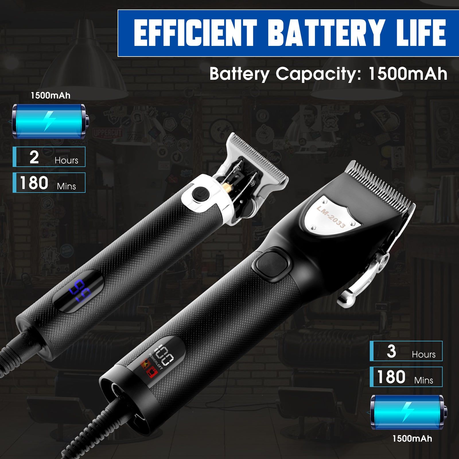 Cordless Hair Clippers and Beard Trimmer Set for Men