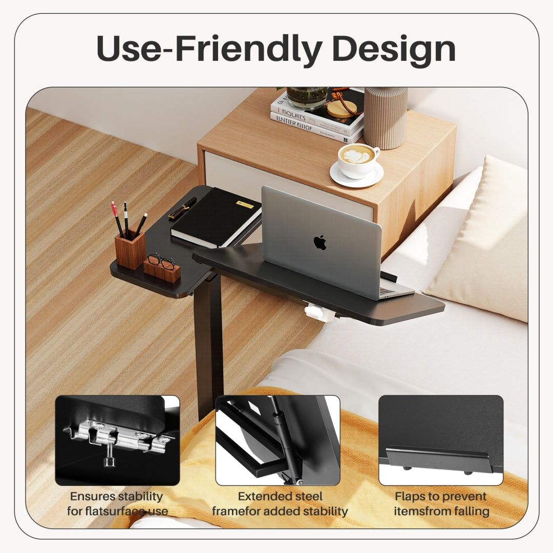 Adjustable Laptop Desk Overbed Table with Wheels