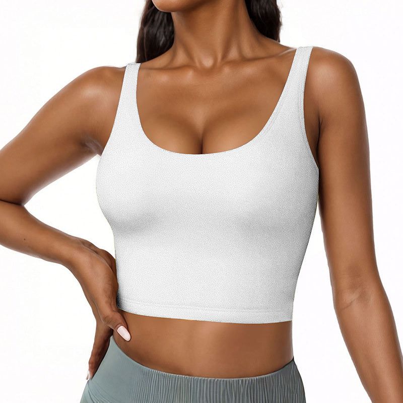 U Neck T Shirt Tank with Built In Bra and Soft Stretch Fit