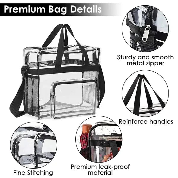 Clear Tote Bag Stadium Approved With 4 Pockets And Strap