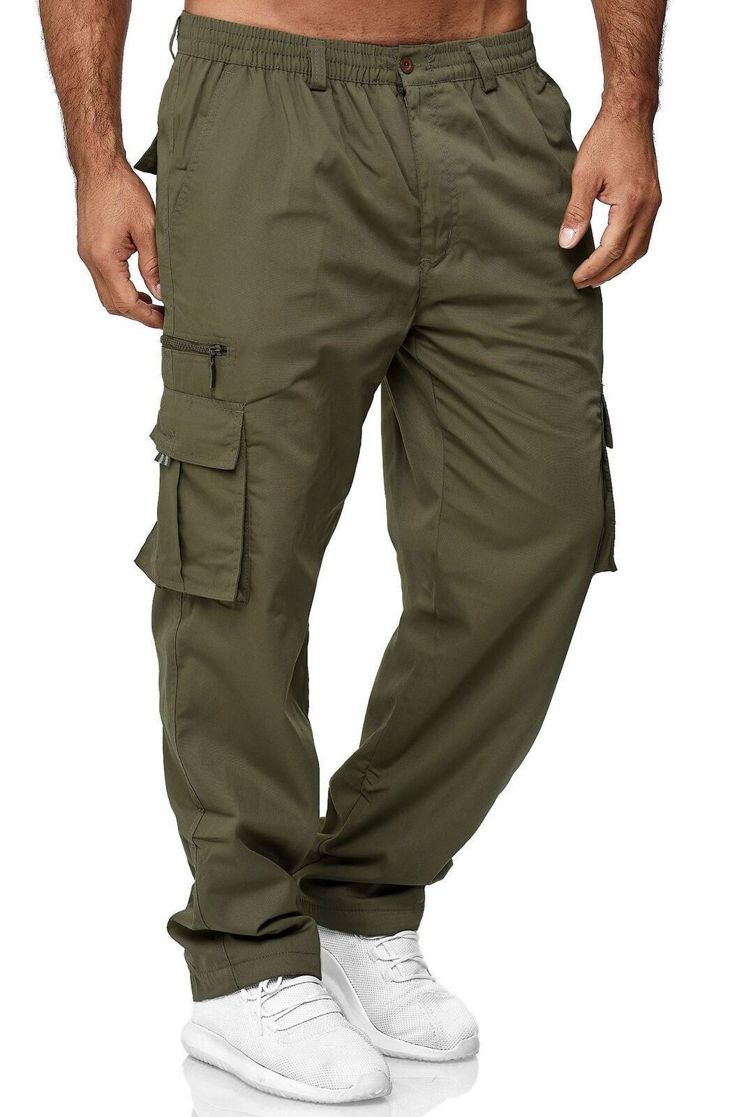 Men’s Loose Straight Leg Cargo Pants with Belt