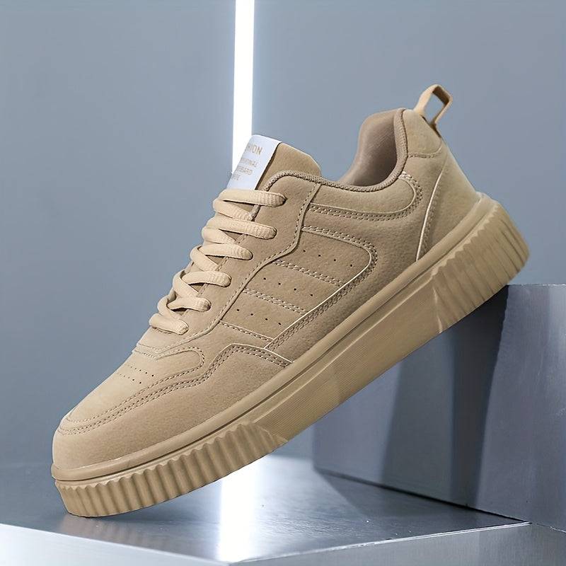 Men’s Low-Top Sneakers – Breathable PU Upper, Shock-Absorbing MD Sole, EVA Insole, Lace-Up Casual & Running Shoes for All-Season Comfort