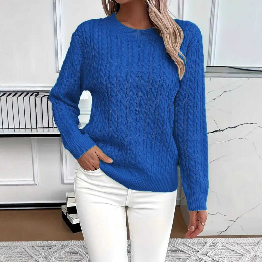 Classic Twist Sweater Round Neck Long Sleeve Pullover