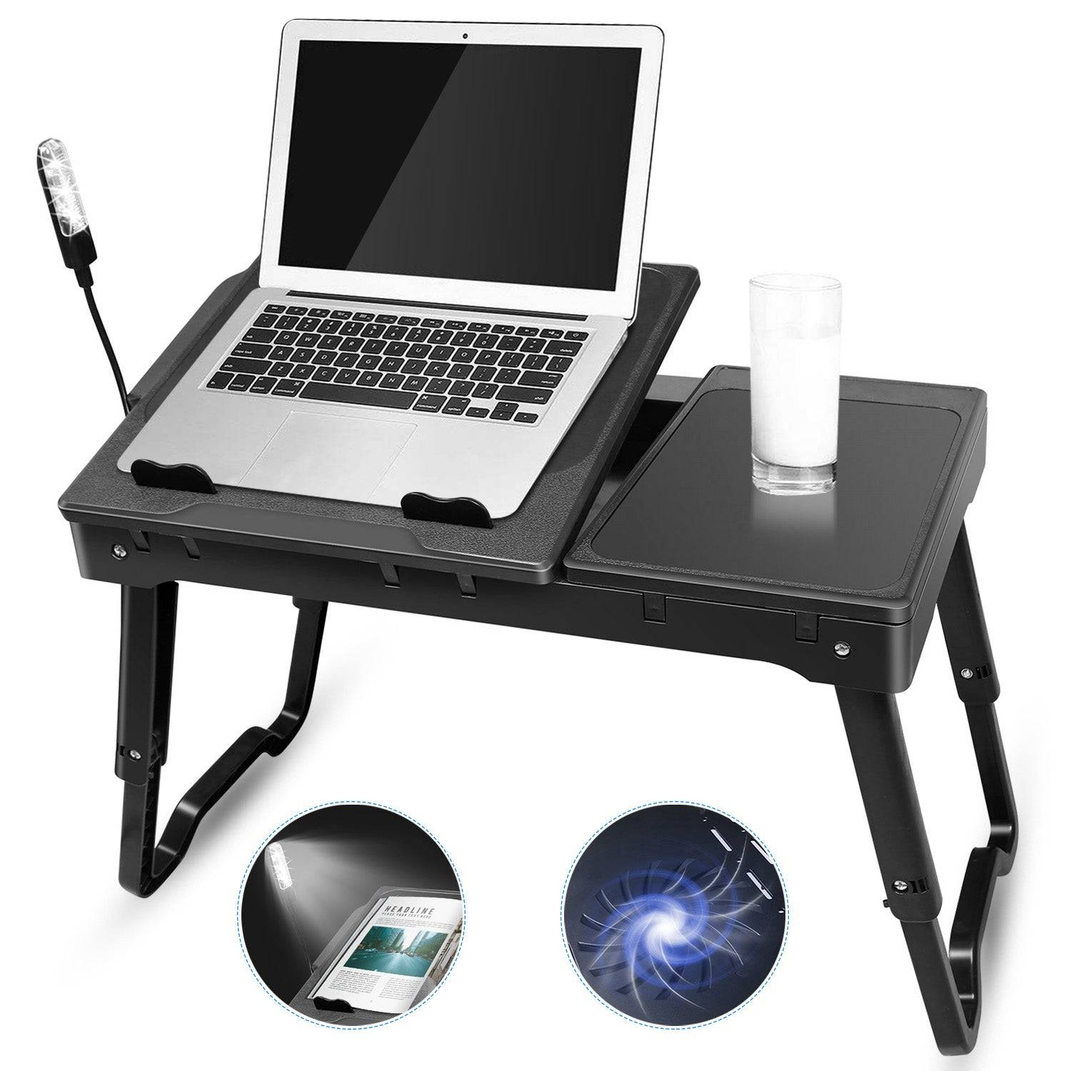 Foldable Laptop Desk with Cooling Fan and USB Ports