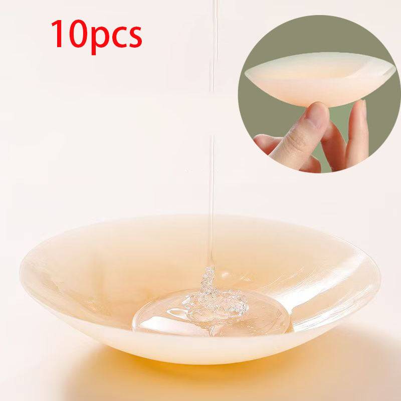 10pcs Silicone Nipple Covers, Seamless Invisible Reusable Pasties with Self-Adhesive Anti-Protrusion Design for Women