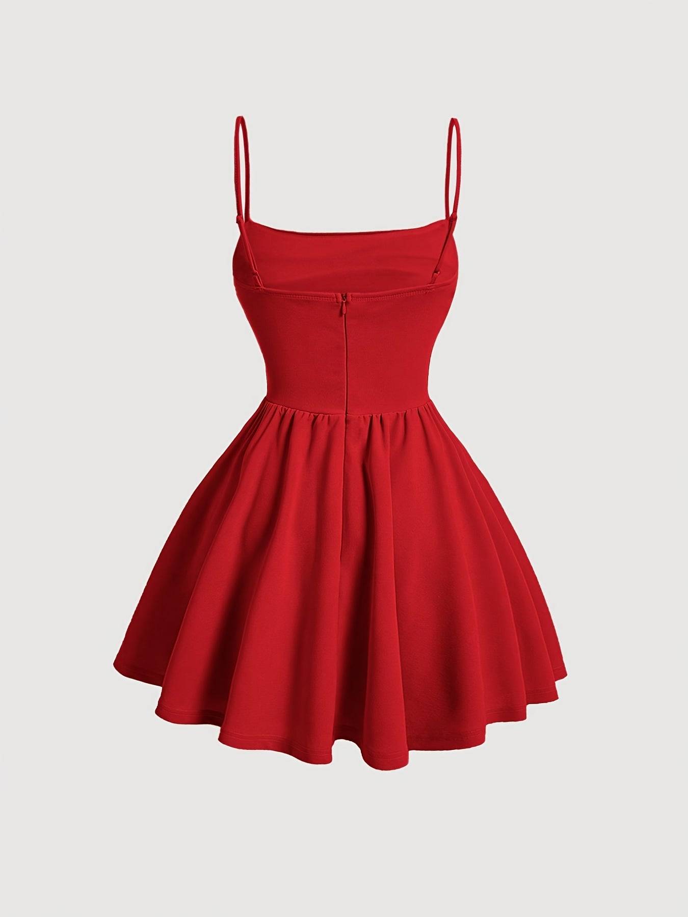 Women’s Elegant Suspender Dress – Solid Color Sleeveless Outfit for Casual, Party & Summer Fashion