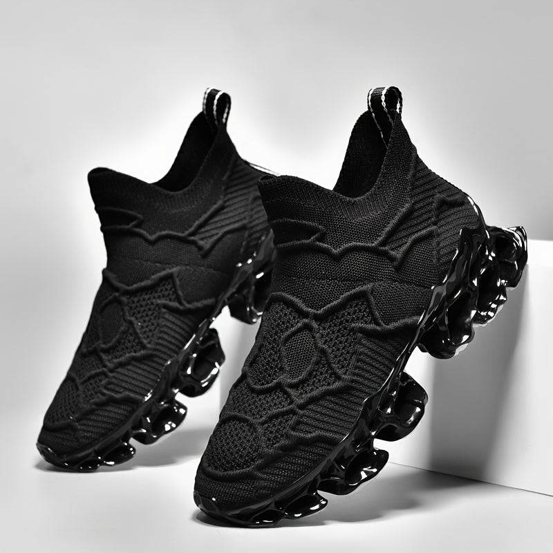 Men’s Blade Running Shoes with Shock Absorption & Slip-On Design, Breathable Low-Top Sneakers with TPU Sole & EVA Cushion for Hiking & Workouts