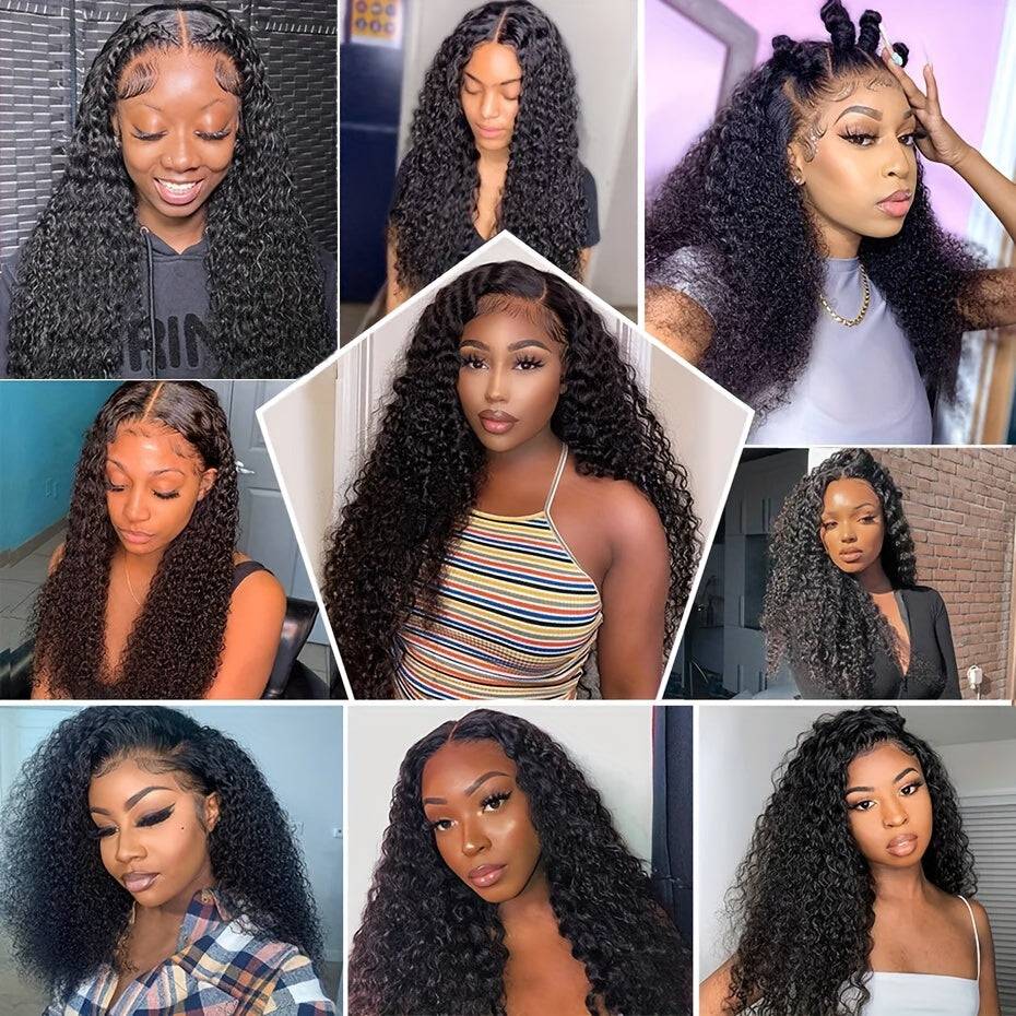 Brazilian Virgin Human Hair Wig Deep Wave 4x4 HD Lace Closure 180% Density with Pre-Plucked Baby Hair Natural Black, Soft, Tangle-Free for Daily & Special Occasions