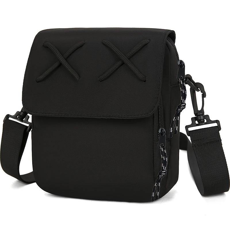 Men’s Black Canvas Crossbody Bag – Stylish Casual Shoulder Bag with Adjustable Strap & Multi-Compartments for Everyday Use