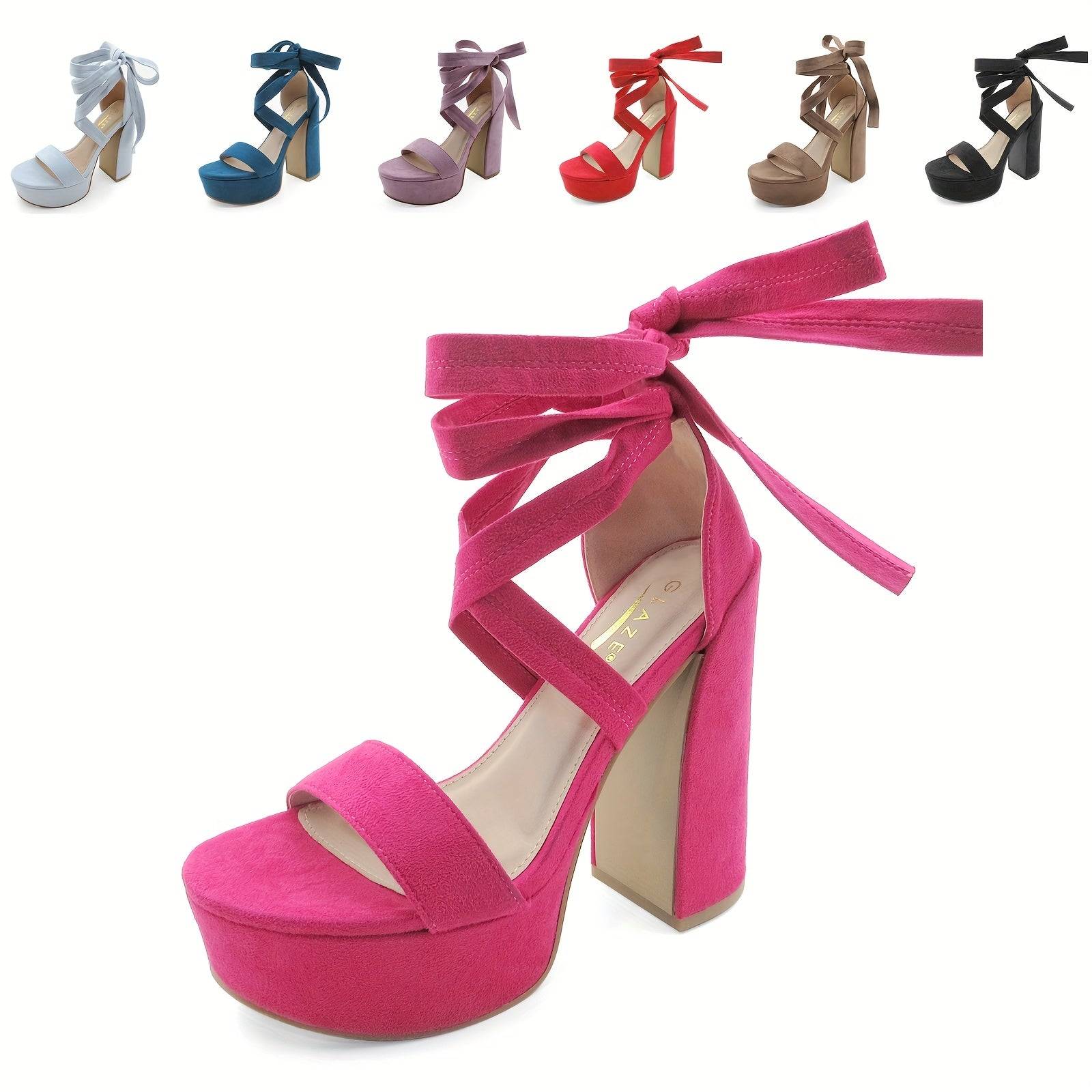 Women's Chunky Block Platform Heels, Strappy Gladiator Open Toe Dressy Pumps Sandals for Wedding, Party, Dance or Office