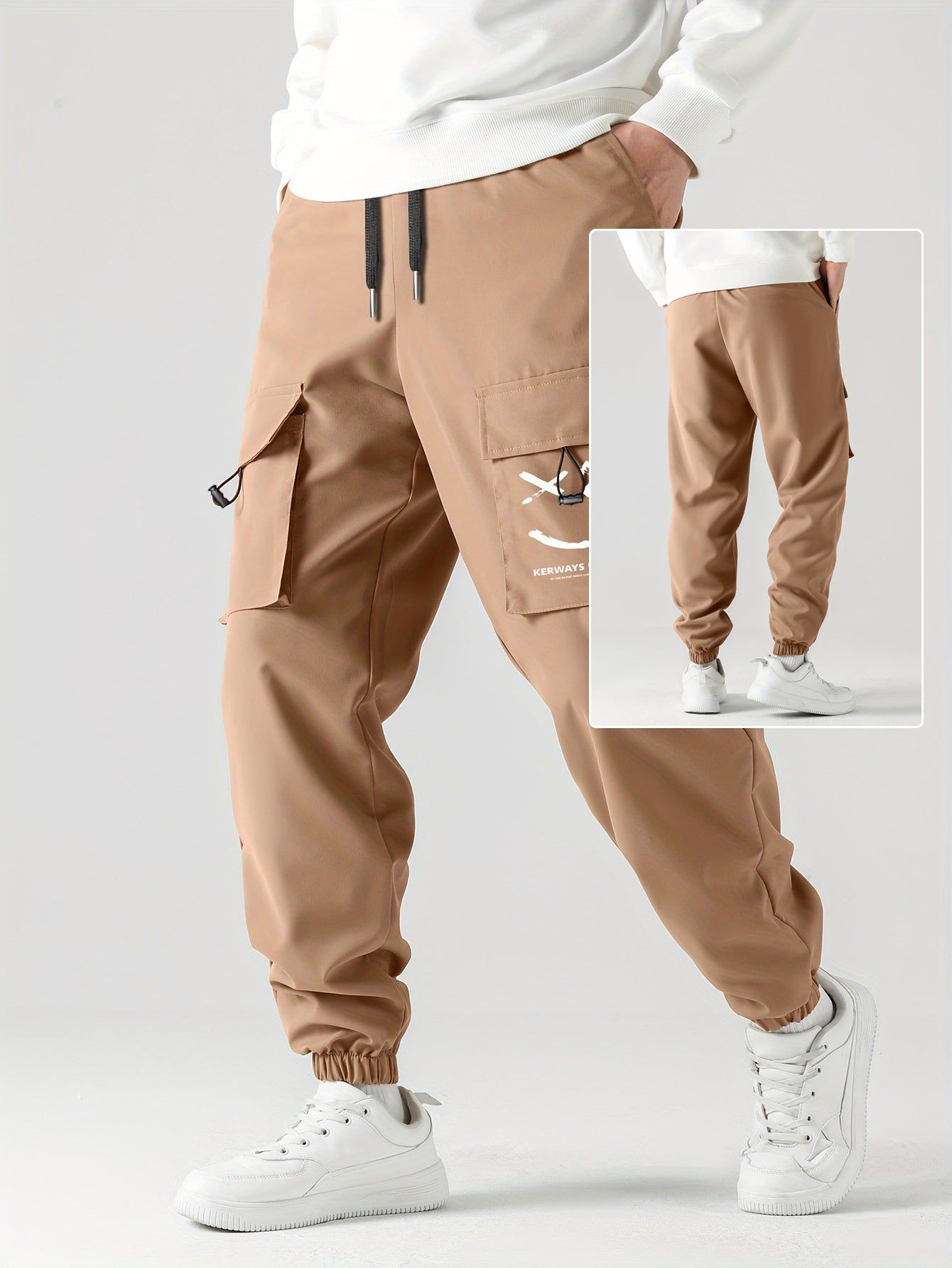 Mens Straight Leg Ankle Tie Durable Workwear Pants Everyday