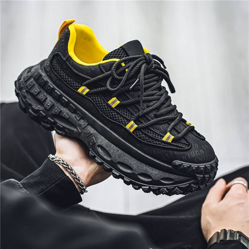 Men’s Chunky Platform Sneakers with Height-Increasing Sole & Non-Slip Rubber Outsole, Durable Lace-Up Shoes for Gym & Casual Wear