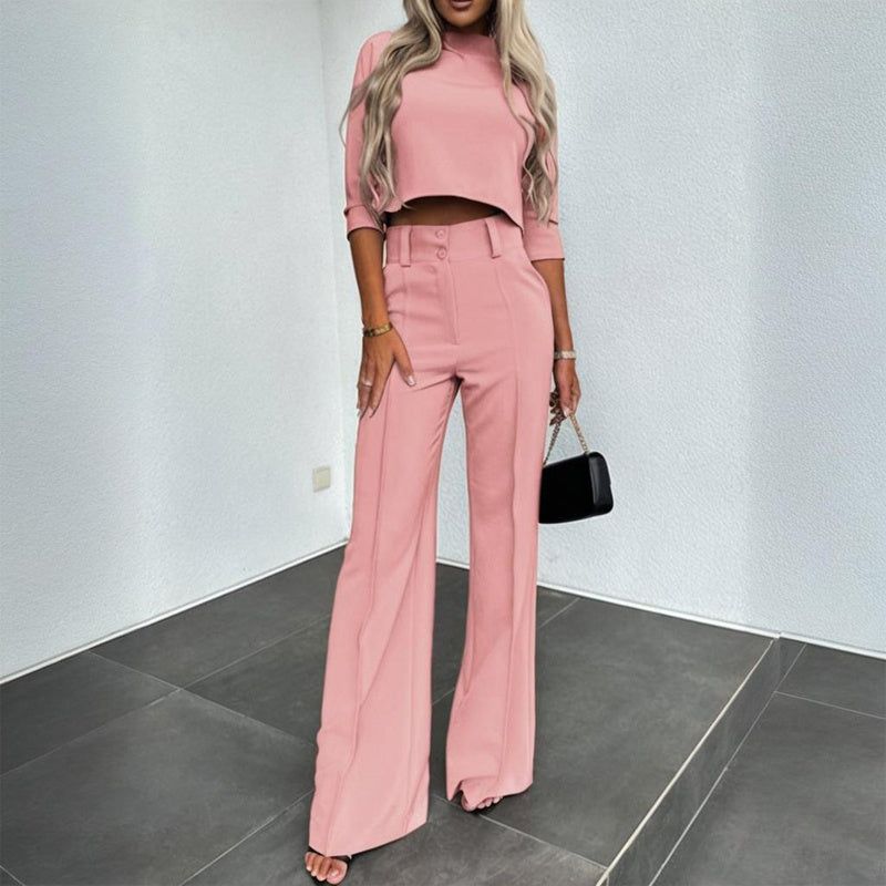Office Outfits for Women Two Piece Cotton Blend Suit Set