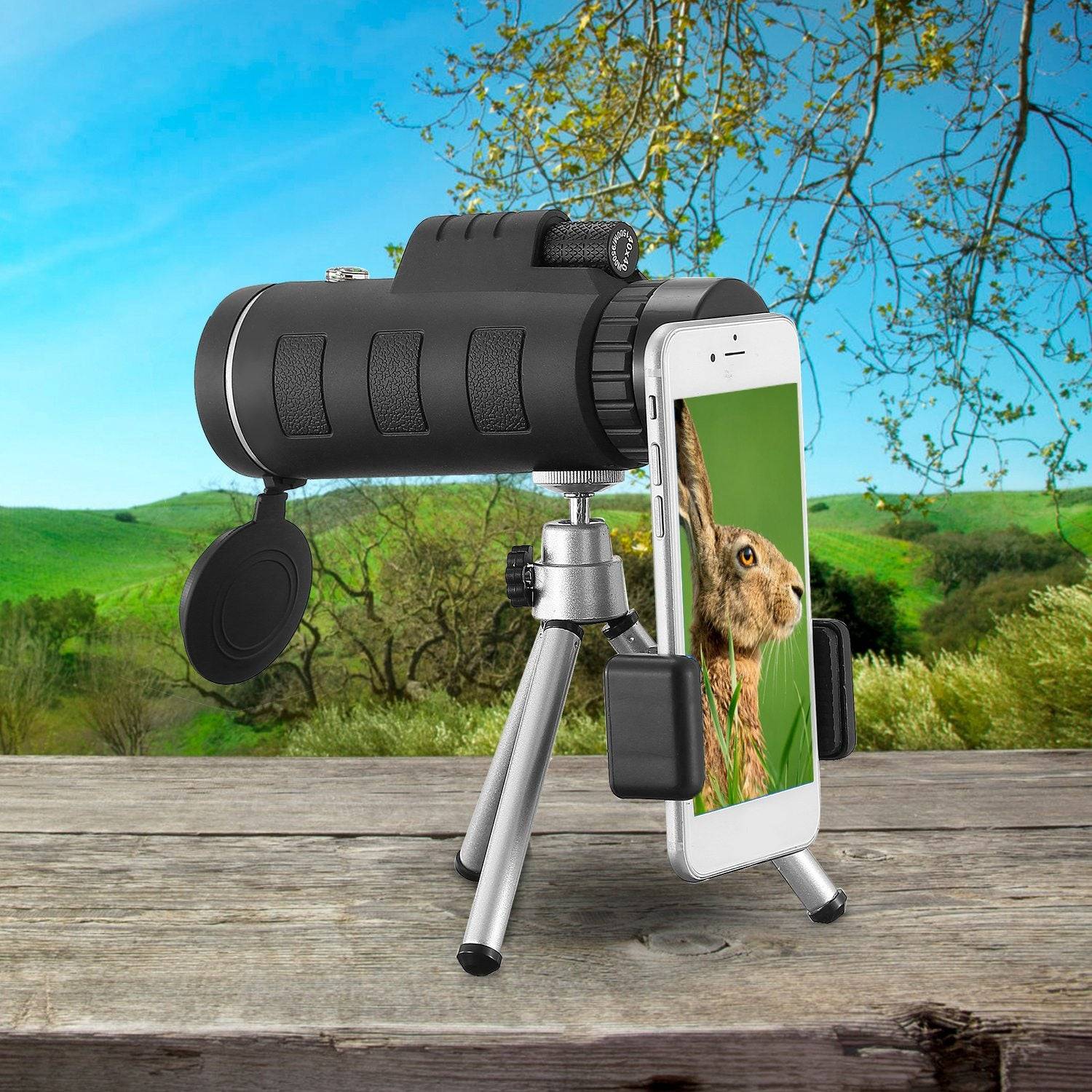 40x40 Monocular Telescope With Tripod And Phone Mount
