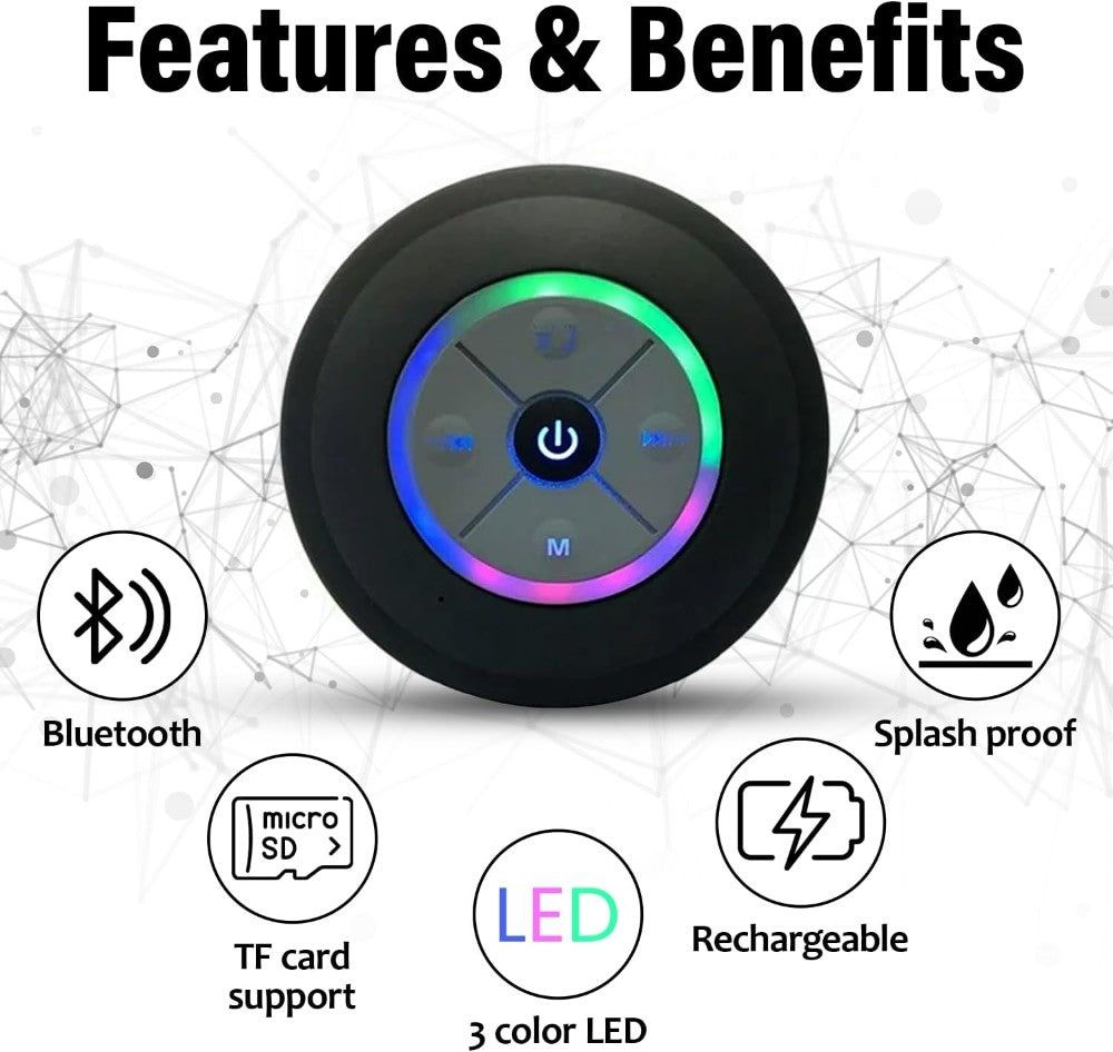 Wireless Bathroom Speaker with Suction Cup Design