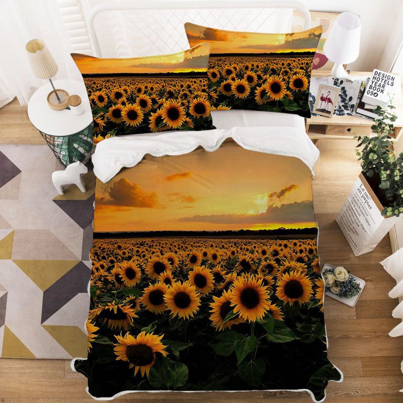 3D Sunflower Duvet Cover Bedding Set with Pillowcases