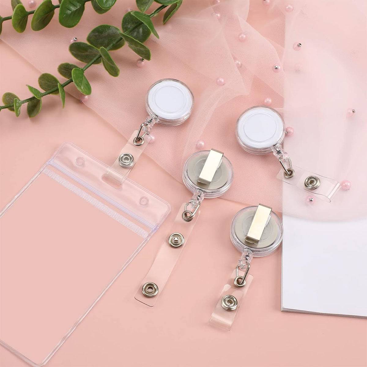 Retractable Badge Reel Set with Colored Buckles 20 Pieces