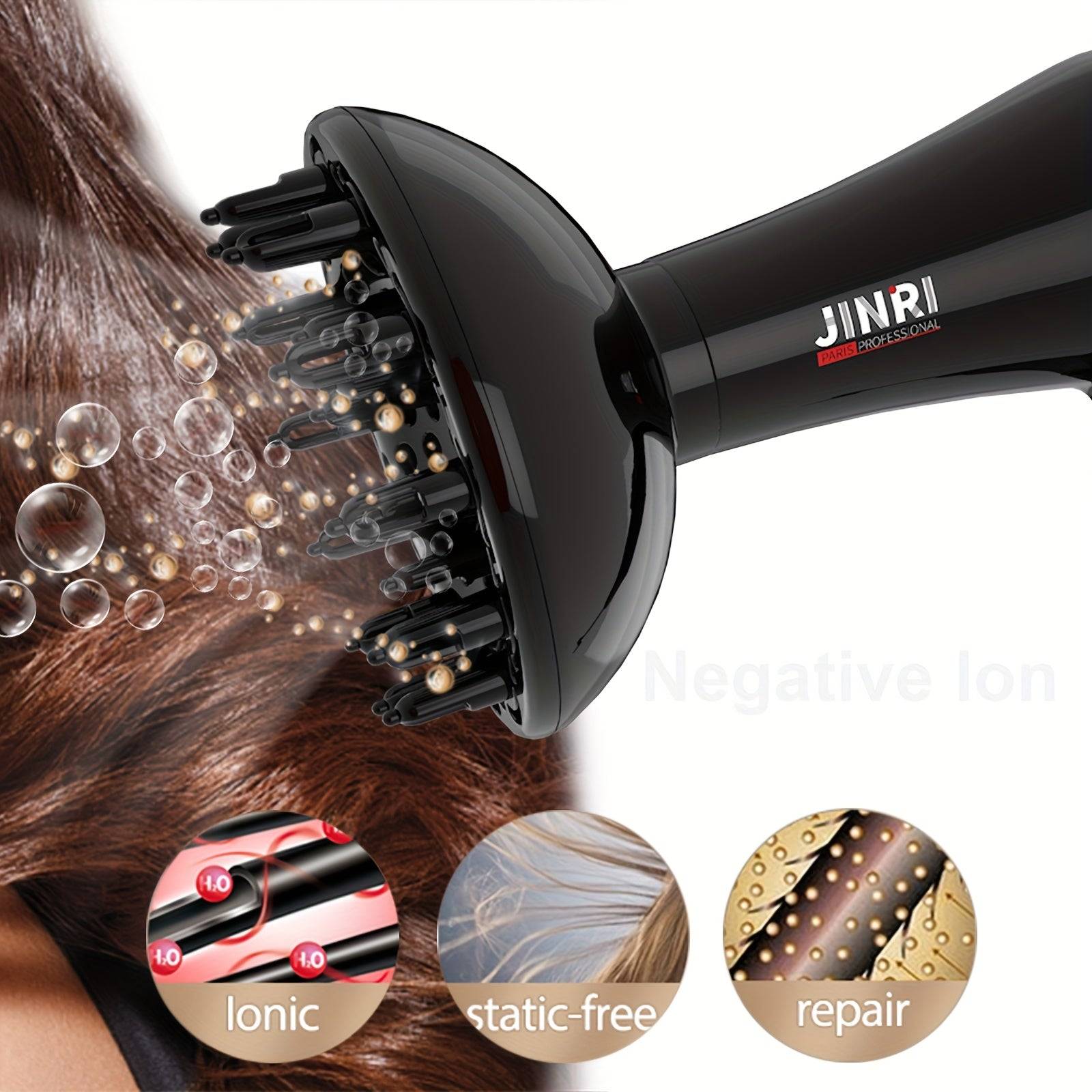 Professional Ionic Hair Dryer with Diffuser 1875W Power For Curly Hair Long Cord & Non-Folding Handle