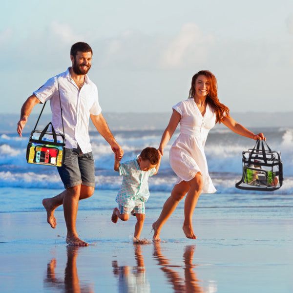 Clear PVC Tote Bag with Crossbody Strap and 4 Pockets