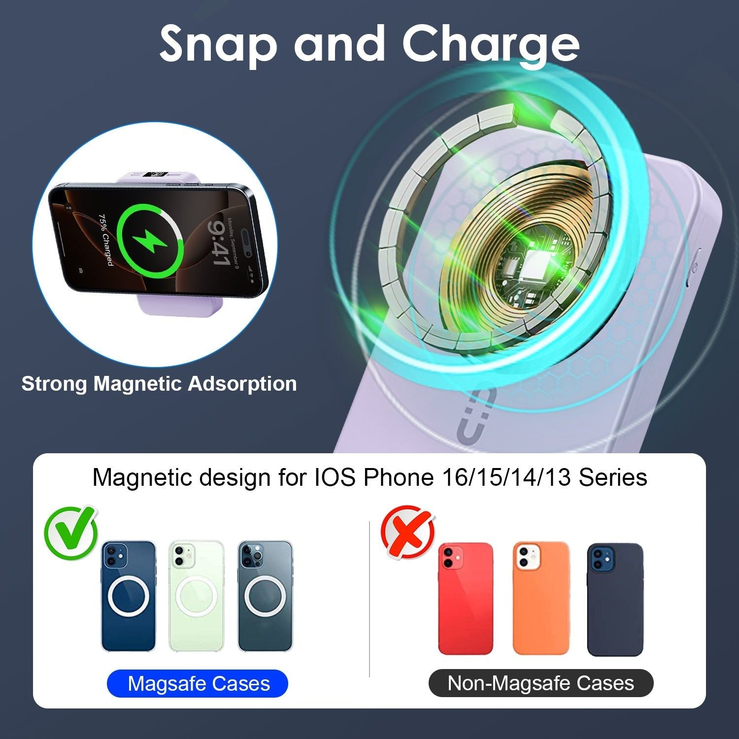 3 In 1 Magnetic Power Bank With Wireless Charging