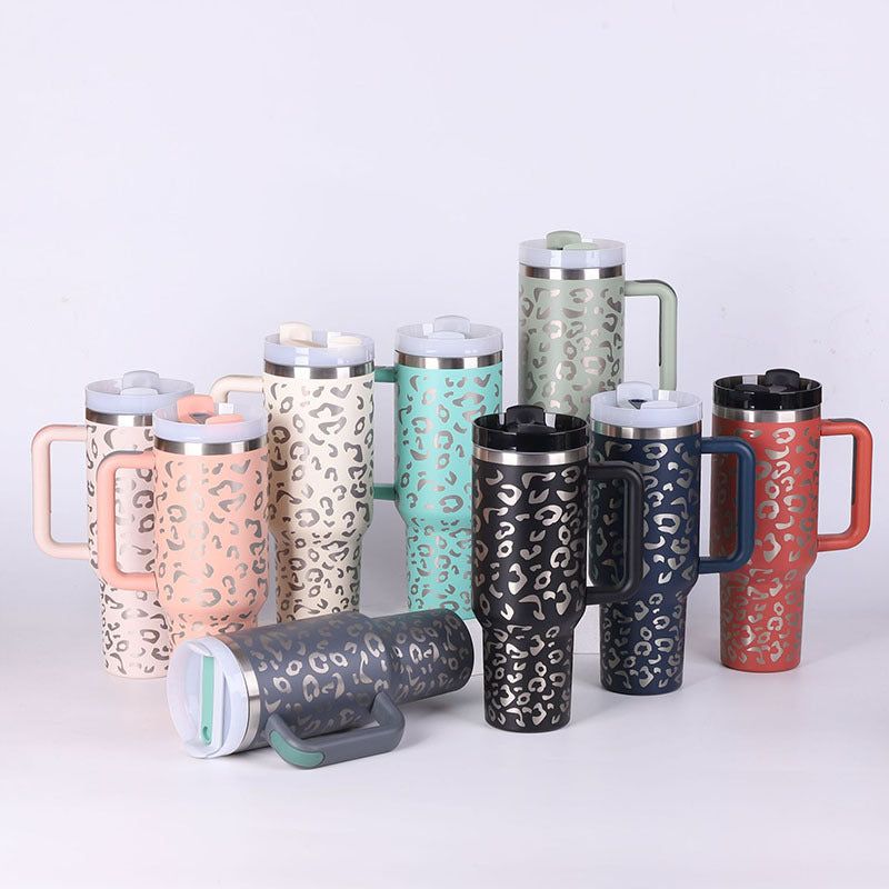 40oz Stainless Steel Insulated Tumbler with Handle and Straw