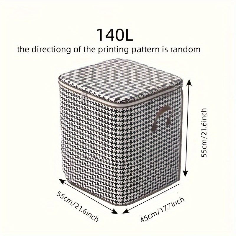 Foldable Zippered Storage Bags Houndstooth Print Set