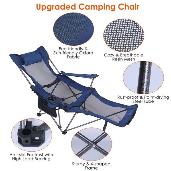 Foldable Camping Chair with Armrests and Cup Holder