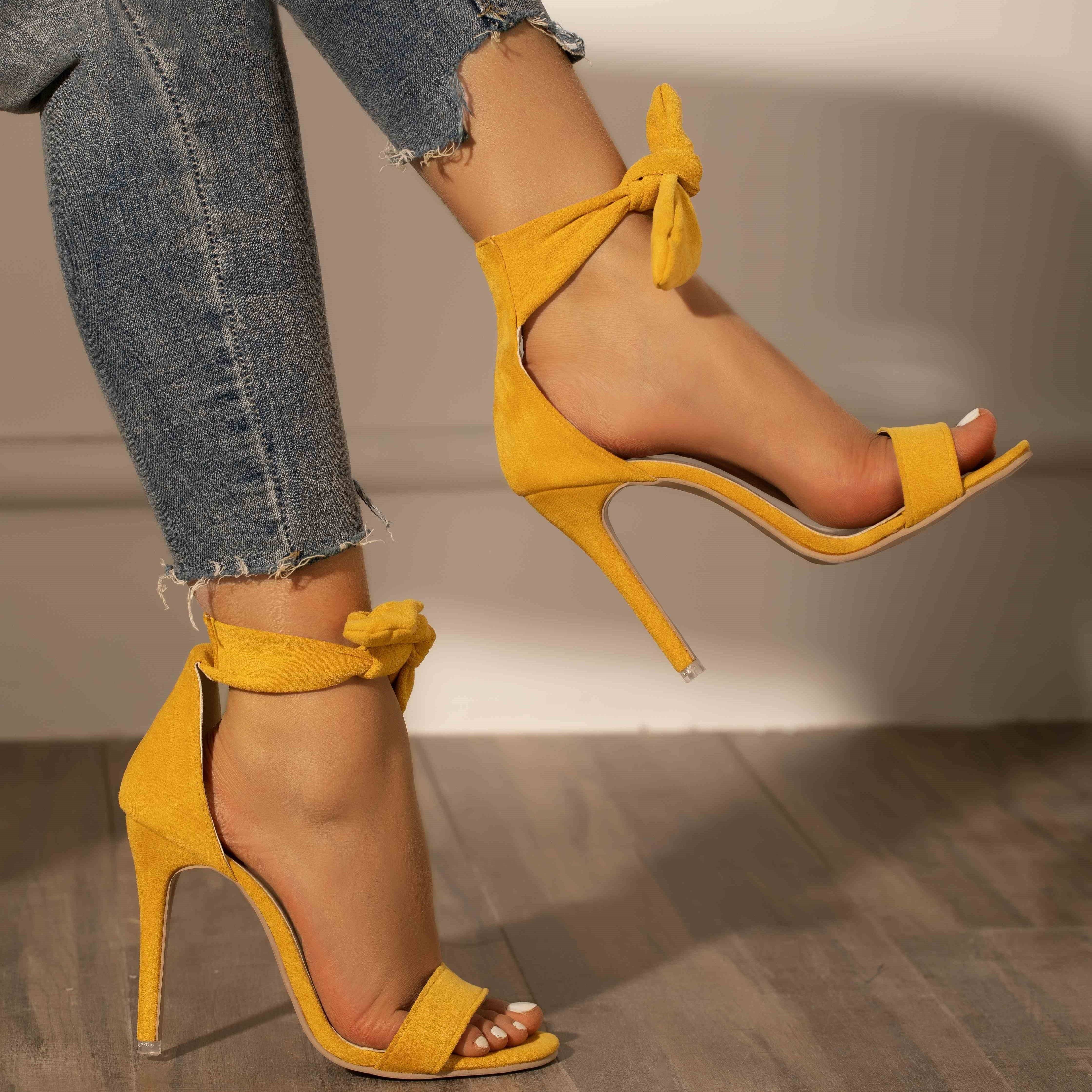 Women’s Bow Ankle Strap Stiletto Heels – Open Toe Lace-Up High Heel Sandals for Elegant Party & Evening Wear