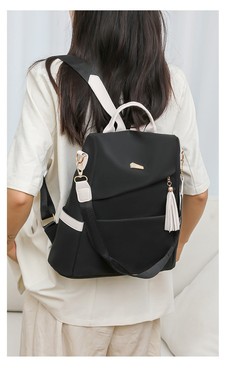 Womens Anti Theft PU Travel Rucksack with Back Zipper Pocket