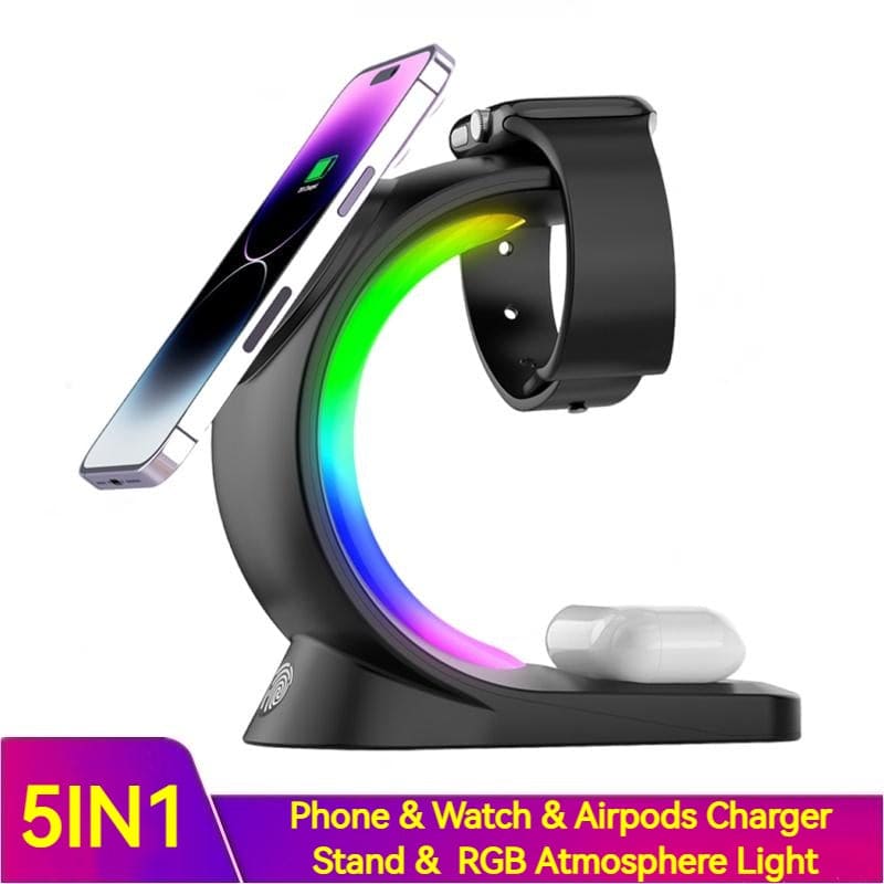 Magnetic Wireless Charger Fast Charging For Smartphone Atmosphere Light Charging Station - PMMNAPOLES