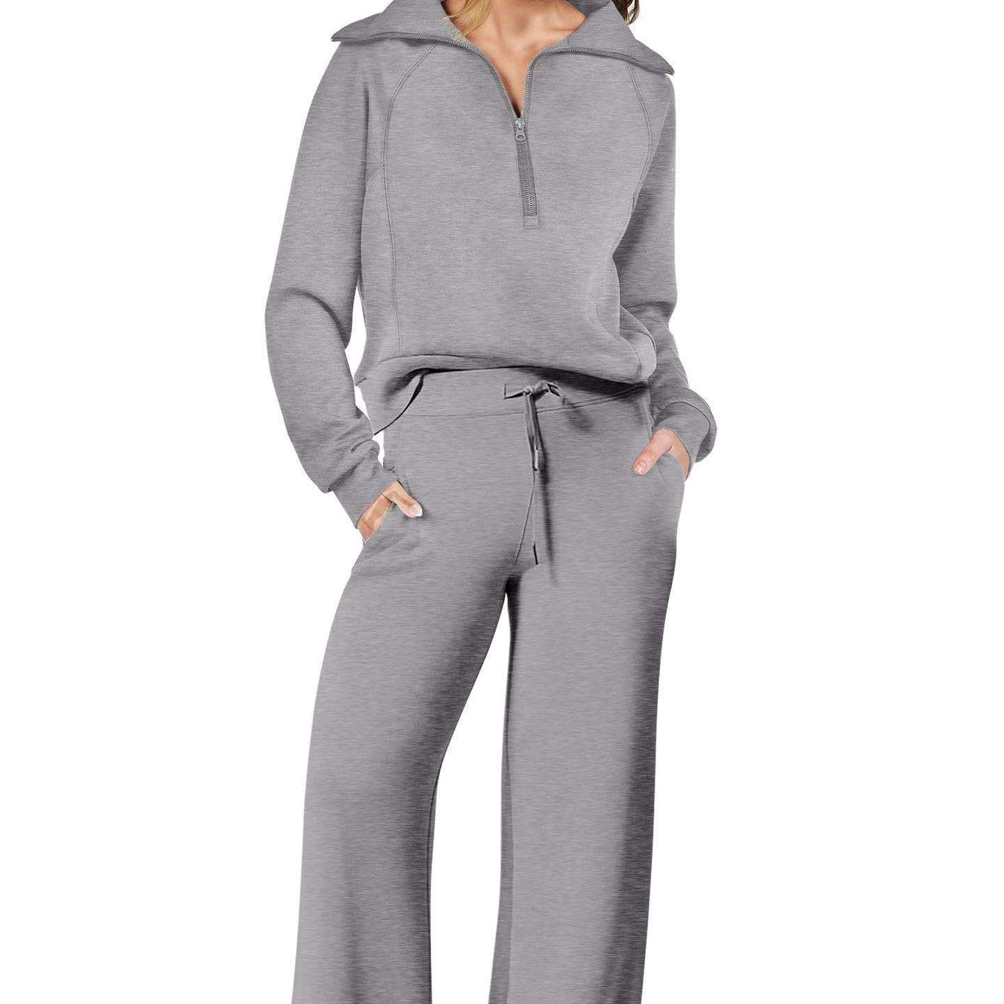 Sweat Suits Women Zip Up Hoodie Set Fall Casual Wear