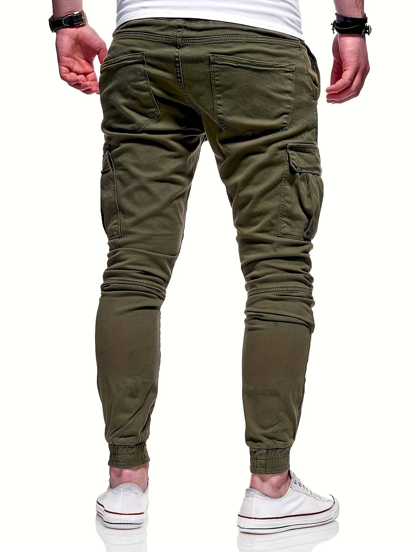 Men’s Cotton Joggers 2-Pack – Elastic Waist, Side Pockets, Solid Color for Spring/Autumn