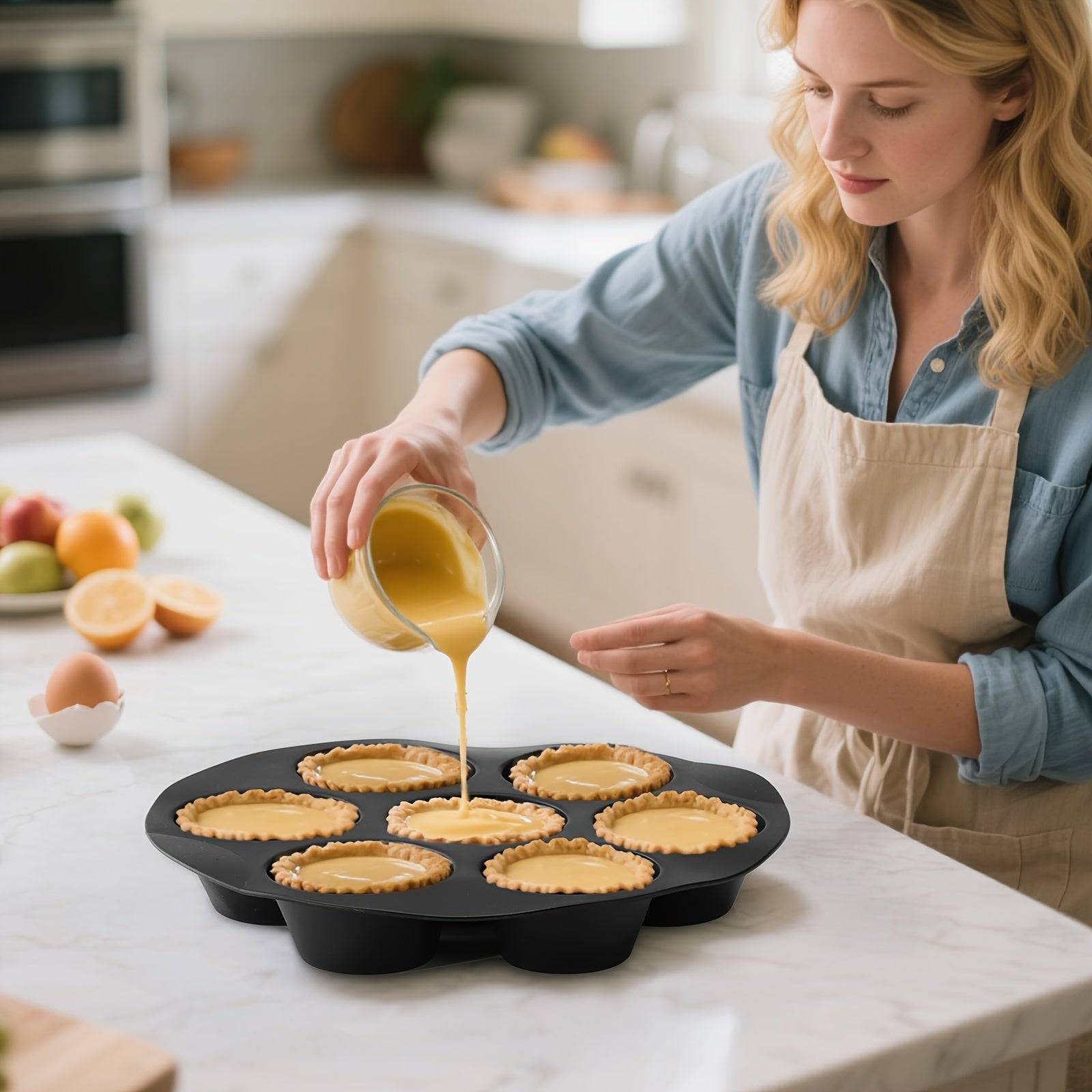 7-Piece Air Fryer Accessories Set 8" Egg Bites Mold, Pizza Pan, Cake Barrel, Skewer Rack & Silicone Mat Nonstick & Dishwasher Safe for 3.5Qt–5.8Qt Air Fryers