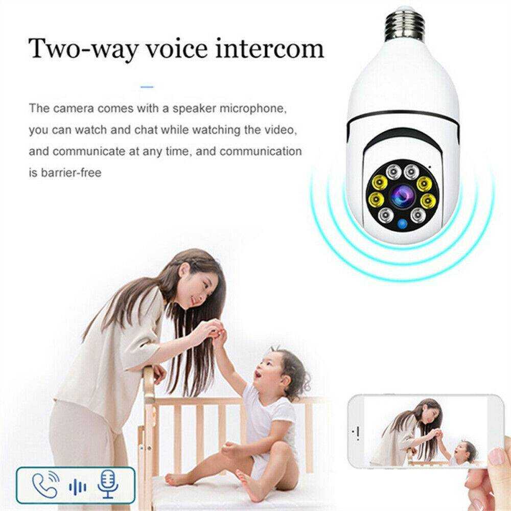 Security Camera 1080P WiFi E27 Light Bulb Night Vision