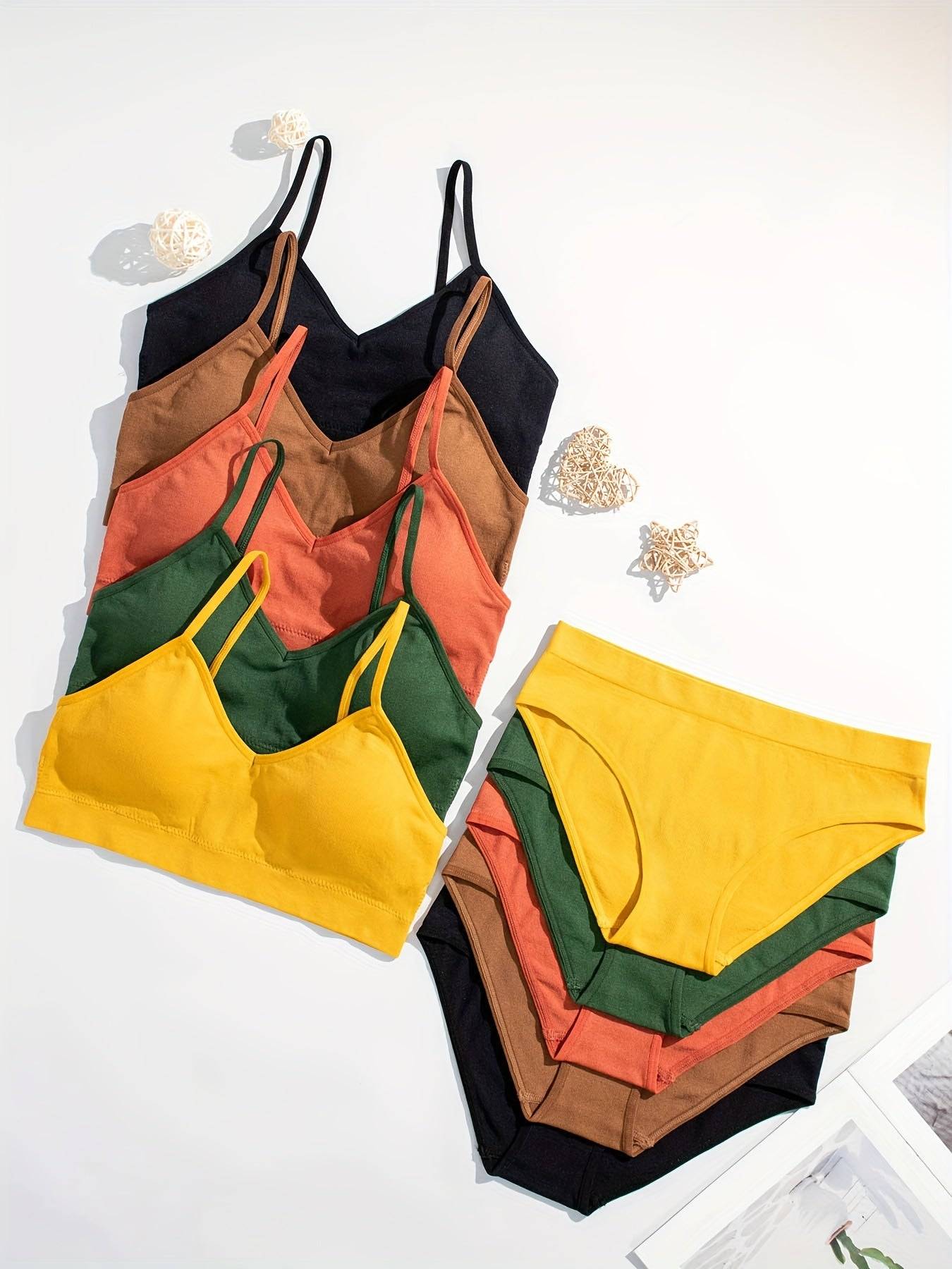5-Piece Seamless Lingerie Set for Women Strapless Bra & Low-Waisted Panties with Light Padding & Stretch Fit